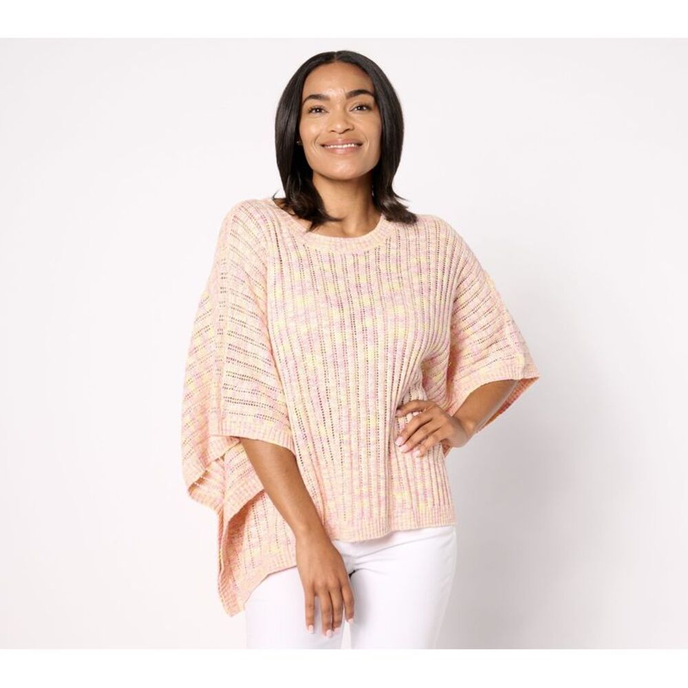 Adidas Women's Top Plus Sz Sweater 2X Beach To Street Open Stitch Pink